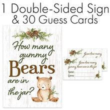 Load image into Gallery viewer, Guess How Many Gummy Bears Woodland Baby Shower Game (Sign with Cards)