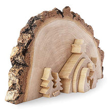 Load image into Gallery viewer, Forest Decor Wooden Christmas Nativity Scene Table Ornament, Natural Holiday Decor, Finished Wood and Unfinished Bark, Home or Living Room Decoration, Handmade in Germany (Nativity Scene Puzzle)