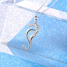 Load image into Gallery viewer, 925 Sterling Silver White Cubic Zirconia Seahorse Charm Pendant Necklace for Women Teen Girls (Pendant Necklace with Gift Box)