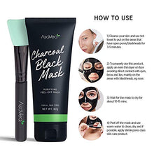 Load image into Gallery viewer, AsaVea Blackhead Peel Off Mask With Brush, Black mask, Blackhead Remover Mask, Purifying Black Peel off Charcoal Mask, Pore Removal Peel off Strip Mask Blackhead Acne Black Mud Facial Mask 80g