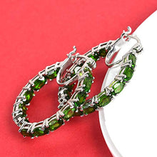 Load image into Gallery viewer, 925 Sterling Silver Platinum Plated Oval Chrome Diopside Hoops Hoop Earrings Jewelry for Women Ct 4.9