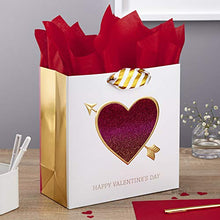 Load image into Gallery viewer, Hallmark Signature 10" Large Valentine's Day Gift Bag with Tissue Paper (Glitter Heart)