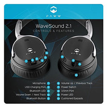 Load image into Gallery viewer, Paww WaveSound 2.1 Wireless Bluetooth Over-The-Ear Foldable Headphones - Headset with Mic, aptX Low Latency (34 ms) / Super-Fast Audio for PC Gaming, TV, Wired Mode / 16-Hour Playtime (Black/Silver)