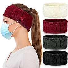 Load image into Gallery viewer, Winter Headbands for Women 4 Pieces Winter Ear Warmers Warm Knit Head Wrap Cable Fuzzy Lined Headband Soft Stretchy Ear Warmer Ear Band Covers for Women (Black, Dark Gray, White, Date Red)