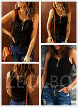 Load image into Gallery viewer, Zecilbo Womens Scoop Neck Sleeveless Ribbed Zipper Tank Top Summer Basic Solid Color Slim Fit Tank Shirts
