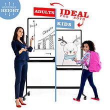Load image into Gallery viewer, Large Mobile Rolling Magnetic Whiteboard - 48 x 32 Inches Height Adjust Double Sides Portable White Board on Wheels, Dry Erase Board Easel with Stand for Office, Home & Classroom