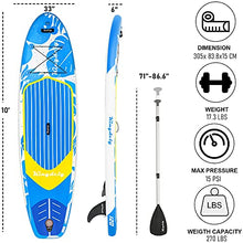 Load image into Gallery viewer, Kingdely Inflatable Stand Up Paddle Board, Comes with Durable SUP Accessories & Portable Carry Bag, Non-Slip Deck, Leash, Paddle and Pump, Standing Boat for Youth & Adult