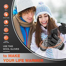 Load image into Gallery viewer, Pvendor Winter Gloves Touch Screen Warm Knit Gloves, Soft Wool Lining Elastic Cuff, Anti-Slip Rubber Design Warm Gloves for Men Women(Gray, OneSize)