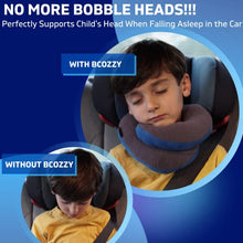 Load image into Gallery viewer, BCOZZY Kids Chin Supporting Travel Pillow for 8-12 Y/O – Stops The Head from Falling Forward– Comfortable Road Trip Essentiall. Soft, Washable, Medium Size, Gray