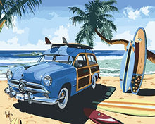 Load image into Gallery viewer, Surfboard Paint by Number,Paint by Numbers for Adults Beginner,Beach Surfboard Paint by Number,Perfect for Home Wall Decoration 20x16inch