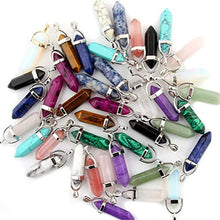 Load image into Gallery viewer, Mutilcolor 50pcs Gemstone Bullet Meditation Healing Pointed Chakra Crystal Quartz Stone Random Color Pendants for Necklace Jewelry Making