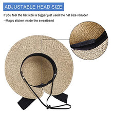 Load image into Gallery viewer, Verabella Sun Hat Womens Wide Brimed Floppy Hat Women's Hats UPF 50+ Foldable/Packable Straw Sun Beach Hat Pool Hat Straw Hat Women for Vacation, Beige/Coffee