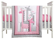 Load image into Gallery viewer, Little Love by NoJo Giraffe Time 4 Piece Bedding Set, Pink