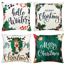 Load image into Gallery viewer, Christmas Pillow Covers 18x18 Set of 4, Farmhouse Christmas Pillow Covers,Christmas Home Decor Winter Holiday Decorative Linen Cushion Cases for Couch Sofa Home Decor