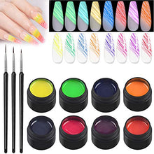 Load image into Gallery viewer, Ownest 8 Colors Luminous Spider Gel,Spider UV Gel Nail Art Drawing Glue DIY Manicure Art Decoration,with 3 Nail Painting Pen-8ml