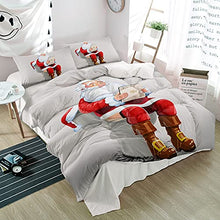 Load image into Gallery viewer, FarmBed 3-Piece Bedding Sets Funny Santa Claus Sitting on Toilet Luxury Soft Duvet Cover Twin, Microfiber Bet Comforter Protector with Pillow Shams for Women Men Teen Girl Boy Watercolor Red Clothe