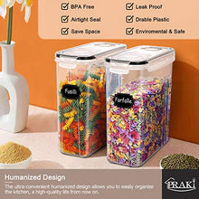 Load image into Gallery viewer, 5PCS Cereal Containers Storage Set, PRAKI BPA Free Airtight Food Storage Container Set with Lids, Kitchen Pantry Organization and Storage for Sugar, Baking Supplies with 20 Labels & Mark(4L Black)