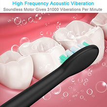Load image into Gallery viewer, Sonic Electric Toothbrush for Adults, 6 Dupont Brush Heads, 3 Modes, 2-Minute Built-in Timer, Recommended by Dentist, Waterproof, USB inductive Charging, Delicate and Small, Black