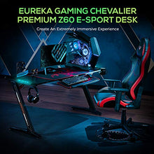 Load image into Gallery viewer, EUREKA ERGONOMIC Z60 Gaming Desk 60'' Z Shaped Large PC Computer Gaming Desks Tables with RGB LED Lights Controller Stand and Mouse Pad for E-Sport Racing Gamer Pro Home Office Gift