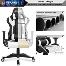 Load image into Gallery viewer, Homall Gaming Chair Office Chair High Back Computer Chair PU Leather Desk Chair PC Racing Executive Ergonomic Adjustable Swivel Task Chair with Headrest and Lumbar Support (White)