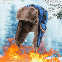 Load image into Gallery viewer, Trapper Hat Winter Hats for Men Russian Warm Fur Hat with Ear Flaps,Windproof Trooper Ski Hats Hunting Hat Blue