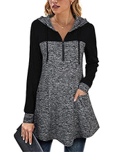 Load image into Gallery viewer, Vivilli Tunic Sweatshirts for Women to Wear with Leggings,Long Sleeve V Neck Pullovers Hooded Hoodies for Teen Girls Ladies Comfy Warm Swing Sweatshirt Pullover Tops Blouses with Pockets Multi Black S