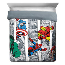 Load image into Gallery viewer, Jay Franco Marvel Avengers Comic Cool 7 Piece Queen Bed Set - Includes Comforter & Sheet Set - Bedding Features Captain America, Spiderman, Iron Man, Hulk, Thor - Super Soft (Official Marvel Product)