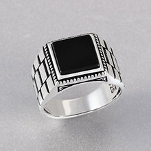 Load image into Gallery viewer, Chimoda Mens Solitaire Silver Rings 925 Sterling Men's Jewelry with Black Onyx Stone (10)