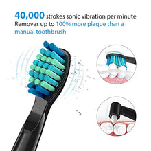 Load image into Gallery viewer, Electric Toothbrush - Dentist Recommended Smart Sonic Toothbrush with 5 Modes, 8 Dupont Brush Heads & Travel Case Included, USB Fast Charging, Black