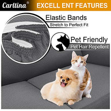 Load image into Gallery viewer, Carltina 3 Piece Thick Sofa Covers for 2 Cushion Couch High Stretch Fitted Couch Cover for Dogs Pet Non Slip Sofa Slipcover for Living Room Furniture Protector Washable (Medium, Light Gray)