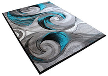 Load image into Gallery viewer, Masada Rugs, Modern Woven Area Rug, Hand Carved (8 Feet X 10 Feet, Turquoise)