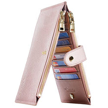 Load image into Gallery viewer, Travelambo Womens Wallet RFID Blocking Bifold Multi Card Case Wallet with Zipper Pocket Crosshatch (Rose gold)