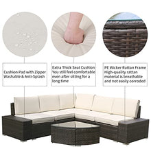 Load image into Gallery viewer, 6 Pieces Patio Furniture Sets,Luxury Outdoor All Weather PE Rattan Wicker Lawn Conversation Sets,Garden Sofa Set with Coffee Table and Couch Cushions for Patio, Backyard, Pool (Beige-6PCS)