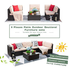 Load image into Gallery viewer, Devoko Patio Furniture Sets 6 Pieces Outdoor Sectional Rattan Sofa Manual Weaving Wicker Patio Conversation Set with Glass Table and Cushion (Beige)