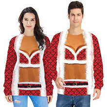 Load image into Gallery viewer, Goodstoworld Tacky Ugly Christmas Sweater Hip Hop Sweatshirts Juniors Girls Boys Jumper 3D Sex Bra Printing Shirts Xmas Holiday Tacky Hoodie for Women Men Size Red XXL