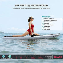 Load image into Gallery viewer, ANCHEER Inflatable Stand Up Paddle Board (6 Inches Thick), iSUP Package W/Premium SUP Accessories & Backpack, Wide Non-Slip Deck, Big Fin, Adjustable Paddle, Leash, Hand Pump,Youth & Adult