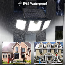 Load image into Gallery viewer, Claoner Solar Security Lights Outdoor Motion Sensor, 306 LED Solar Outdoor Lights 2 Packs Wireless Solar Flood Lights Outdoor Motion Sensor 3 Heads 270° Wide Angle IP65 Waterproof Wall Lights