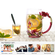 Load image into Gallery viewer, Glass Tea Cup Coffee Mugs & Gifts for Women with Spoon Beautiful Rose Flower Butterfly Glass