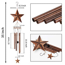 Load image into Gallery viewer, Epartswide Wind Chimes,Star Wind Chimes for Outside with 5 Hollow Aluminum Tubes, Rustic Wind Chime Hanging Decor for Garden Patio Yard