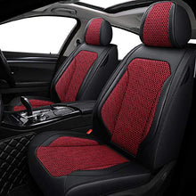 Load image into Gallery viewer, OASIS AUTO OS-006 Leather Car Seat Covers, Faux Leatherette Automotive Vehicle Cushion Cover for 5 Passenger Cars & SUV Universal Fit Set for Auto Interior Accessories Full Set (Burgundy)