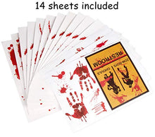 Load image into Gallery viewer, jollylife 126PCS Bloody Footprints Floor Clings - Halloween Handprint Zombie Restroom Sign Decals Vampire Party Decorations Stickers Wall Supplies(14 Sheets)