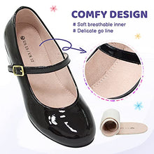 Load image into Gallery viewer, LseLom Girls Mary Jane Flats Dress Shoes Princess Low Heel Hook and Loop Dance Shoes Party School Uniform Wedding Shoes for Little Girls Black US 11