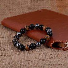Load image into Gallery viewer, Triple Protection Bracelet for Women and Men - Bring Prosperity, Good Luck - with 10mm Crystal Beads of Hematite, Black Obsidian, Tiger Eye - Stone Bracelets
