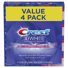 Load image into Gallery viewer, Crest Toothpaste 3D Glamorous White, Mint, (Packaging May Vary) 3.8 Oz, Pack of 4