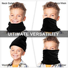 Load image into Gallery viewer, Kids Neck Warmer Gaiter Winter Fleece Snood Thermal Windproof Ski Tube Scarf for Cold Weather, Thick Face Mask for Girls&Boys Black (2 Pack)