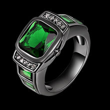 Load image into Gallery viewer, Aunyamanee Jewelry Shop Emerald Cut Size 8,9,10,11 Man's Black 18K Gold Filled AAA Emerald Wedding Rings (10)