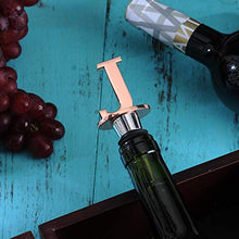 Load image into Gallery viewer, Wine and Beverage Bottle Stopper With Rose Gold Finish,J-Initial (Letter J)