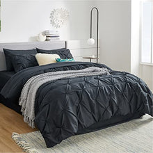 Load image into Gallery viewer, Bedsure Black Twin Comforter Set Kids - 6 Pieces Pintuck Black Bed Set Twin, Pinch Pleat Black Twin Bedding Sets with Comforters, Sheets, Pillowcases & Shams