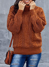 Load image into Gallery viewer, FARYSAYS Women's Warm Turtleneck Oversized Sweaters Long Sleeve Pullover Loose Chunky Knit Jumper Brown Large