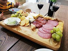 Load image into Gallery viewer, Unique Housewarming Gifts, Men, Women Birthday, Thanksgiving Gift | Extra Large Cheese Plate Board with Hidden Magnetic Drawer holding Cheese Knives, Serving Forks, Markers and Wine Accessories